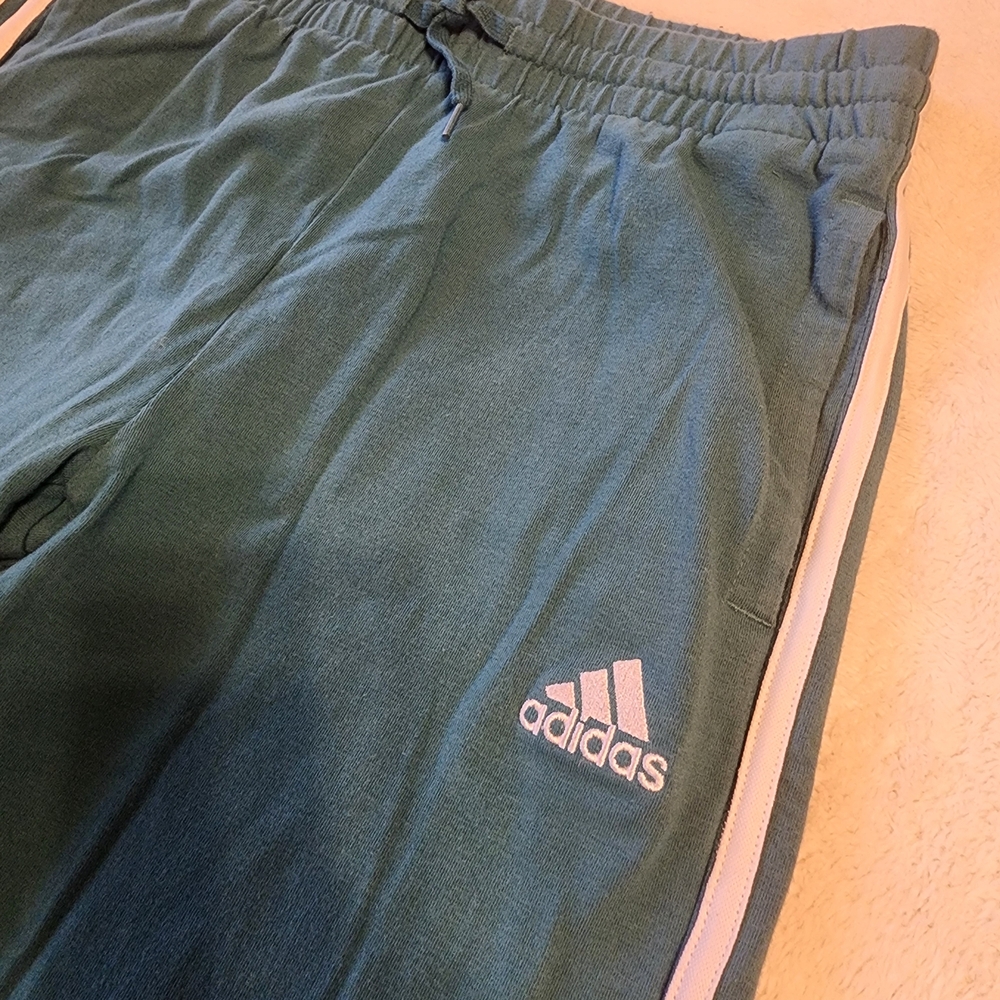 Adidas Womens Medium Teal Joggers Track Pants with Side Stripes - Picture 3 of 5